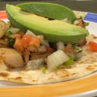 3 Fish Taco Dinner · 3 grilled fish tacos on corn or flour tortilla topped with avocado and pico de gallo. Served...