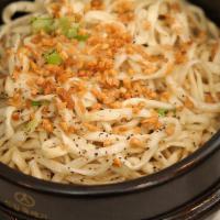 Garlic Noodles · Udon noodles, scallions, garlic butter.