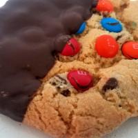 Dipped Chocolate Chip M&M · Crispy edges, chewy middle, lots of chocolate chips.....topped with colorful M&M candies bef...