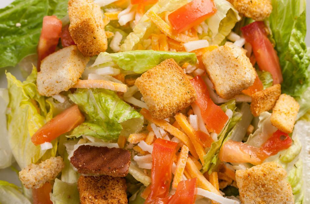 House Salad · Fresh lettuce, tomatoes, cheese, and croutons with your choice of dressing. 360 cps.