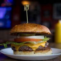 Leadbelly Burger · Lettuce, tomato, onion, homemade spicy sriracha pickles and your choice of american, cheddar...