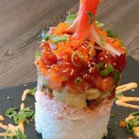 Kyoto Pagoda · Fresh. A layer of rice, avocado, crab mix and choice of spicy tuna, salmon or eel crab stick...