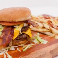 Jalapeño Bacon Burger  Combo  · With onions, grilled jalapeños pickles, lettuce, tomatoes, bacon & cheddar cheese.