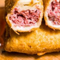 Corned Beef Egg Roll · With swiss cheese.