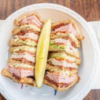 Club Sandwich · Double decker with turkey, bacon, lettuce, tomato and mayo.