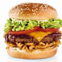 Whiskey River® Bbq  · Whiskey River® BBQ Sauce, crispy onion straws, Cheddar, lettuce, tomatoes and mayo.