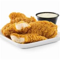 Clucks & Fries® · Chicken tenders and Steak Fries with ranch..