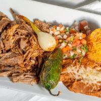 Carnitas · Gluten-free. Pork delicately seasoned with spices and herbs, cooked golden brown, served wit...