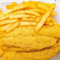 Catfish Fillet · Includes french fries and coleslaw.