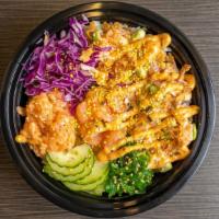 Salmon Lover Bowl · White Rice | Spicy Mayo | Salmon | Spicy Salmon | Cucumber | Edamame | Red Onion | Red Cabba...