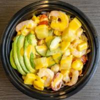 Hawaiian Bowl · Soba Noodles | Mango Sauce | Shrimp | Scallops | Cucumber | Sweet Corn | Tomatoes | Diced Ma...