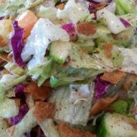 Fattoush Salad (Medium) · Lettuce, tomatoes, onions, parsley, cucumbers, toasted pita bread, mixed with our special ho...