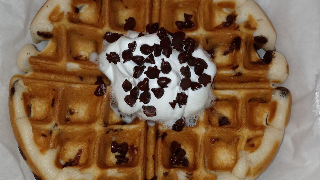 Chocolate Chip · Fresh buttermilk waffle loaded with chocolate chips.