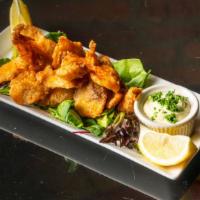 Tilapia Fritters · Marinated with garlic soy sauce with cilantro-lemon aioli.