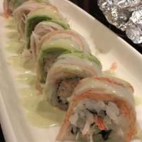 Alaskan Roll · Snow crab, cream cheese, top with eel, avo, with eel sauce and spicy mayo sauce.