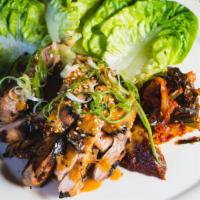 Chicken Ssam (Gf/Df) · Dairy free, gluten free. Spicy gochujang or sesame ginger garlic chargrilled leg and thigh, ...
