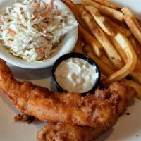 Fish And Chips · Beer Battered Atlantic Cod, Fries, Tartar Sauce, Coleslaw