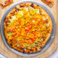 16″ Taco · Our taco pizza starts with generous amount of house made sausage taco seasoned sharp cheddar...