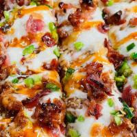 16 Armadillo Eggs Pizza · Includes cream cheese base sauce, real  bacon, fresh cut jalapeños, QC style ground sausage,...