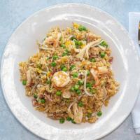 Combo Fried Rice · Stir fried with garlics, onions, bean sprouts, peas