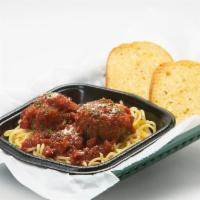 Spaghetti W/ Meatballs · Spaghetti topped with 2 Meatballs and our rich Italian Marinara Sauce