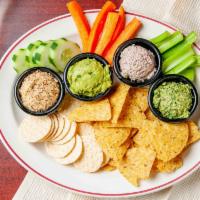 Dip Sampler · Combo of all four dips, served with choice of any combination of dippers. CONTAINS nuts and ...