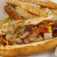 Beef Hot Dog  · Toasted Bun , Ketchup & mustard