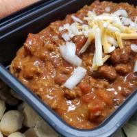 Mid Western Chili · Slow cooked ground beef, kidney beans, onions, celery and
tomato with mild spices. Served wi...