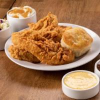 4 Pieces - Breast Strips (Meal) · Four Boneless Strips and a Biscuit
And Two Sides
Includes 2 Dip Cups