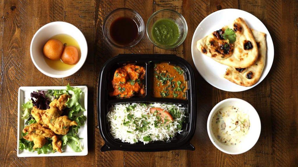 Plate To Go · come with choice of Rice, Dal, Entree and 2 Sides. Add dessert and a drink and you are all set.