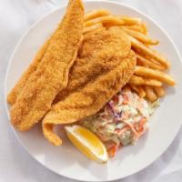  Catfish Fillet · Served with fries and bread.