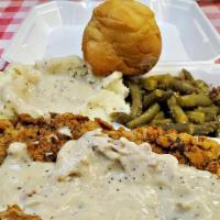 Chicken Fried Steak Dinner Wednesday Night Only 4-8Pm · LARGE Chicken fried steak smothered in country gravy, served with mashed taters and gravy, g...