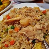 Basil Fried Rice (Lunch) · Flavorful fried rice with choice of meat, basil leaf, white onions, garlic, green beans, red...