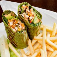 Southwestern · Fajita grilled chicken breast or steak, cheddar cheese, lettuce, tomato and roasted corn and...