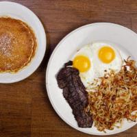 Skirt Steak & Eggs · Angus skirt, two eggs your way, and hashbrowns.