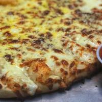 Cheesebread (16 Pcs) · Flatbread with melted cheese blend, brushed with our garlic herb butter, grated Parmesan, re...