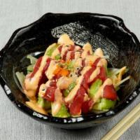Spicy Tuna W. Avocado Salad · Spicy. Bowl of tuna and avocado mixed w. spicy ponzu and spicy mayo.