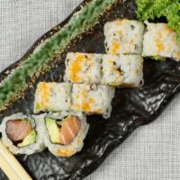 Fuji Roll (8) · Salmon, avocado, masago, scallions.