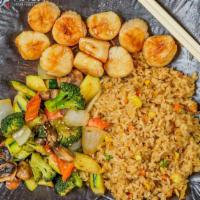Hibachi Scallop · Gilled in our special hibachi sauce w. fried rice or steamed rice and vegetable. Served w. c...