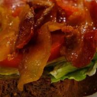 Blt · Thick cut Hickory Smoked Bacon, lettuce, sliced tomato, and mayo on a whole grain gluten fre...