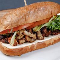 Lechon( Pork) Sandwich  · Our slow roasted pork served on a soft crust style bread; which is pressed to insure a beaut...