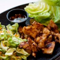 Lettuce Wraps · Chicken, Hoisin sauce, Asian slaw.