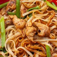 Drunken Noodles · Rice noodles, chicken breast, onion, basil, sweet & spicy drunken sauce.