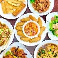 Family Value Meal Serves 6 · Your choice of any three different orders (quart size), six hong kong egg rolls or veggie ro...