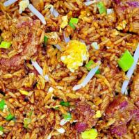 Beef Fried Rice · Stir fried rice with beef.