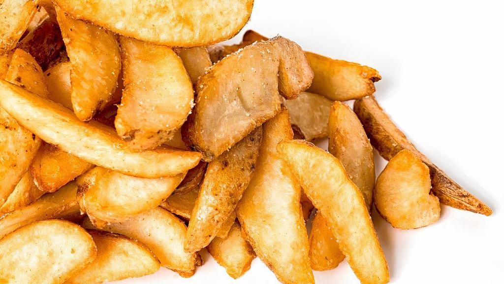 Basket Fries · Wedge cut, seasoned fries.  Enough to Share!