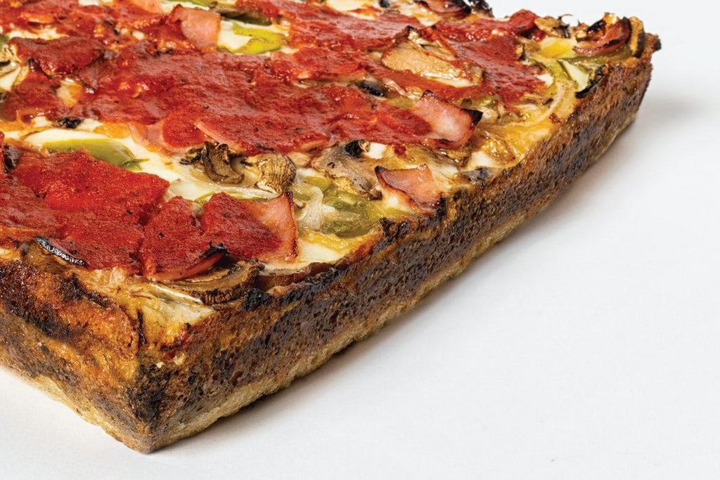 Super 6 Mile · Wisconsin brick cheese, pepperoni, onions,. green peppers, mushrooms and ham.