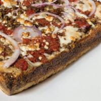 The Henry Ford · Motor City cheese blend, red onions, seasoned. ground beef, bacon, bleu cheese and tomato. b...