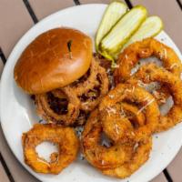 Onion Rings · Deep-fried goodness on a plate. Served with a chipotle-ranch dipping sauce.