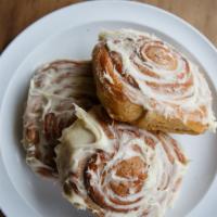Cinnamon Roll · Sweet and cinnamon-y with a cream cheese glaze icing. All bakery items are individually wrap...